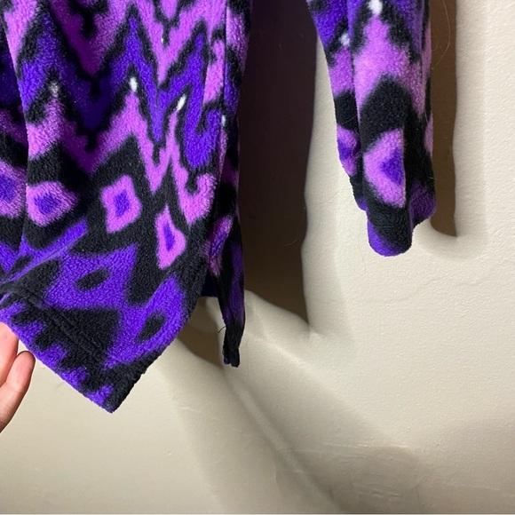 Bob Mackie Wearable Art Purple Fleece Aztec Style Quarter Zip Sweater Size XL - Picture 6 of 8